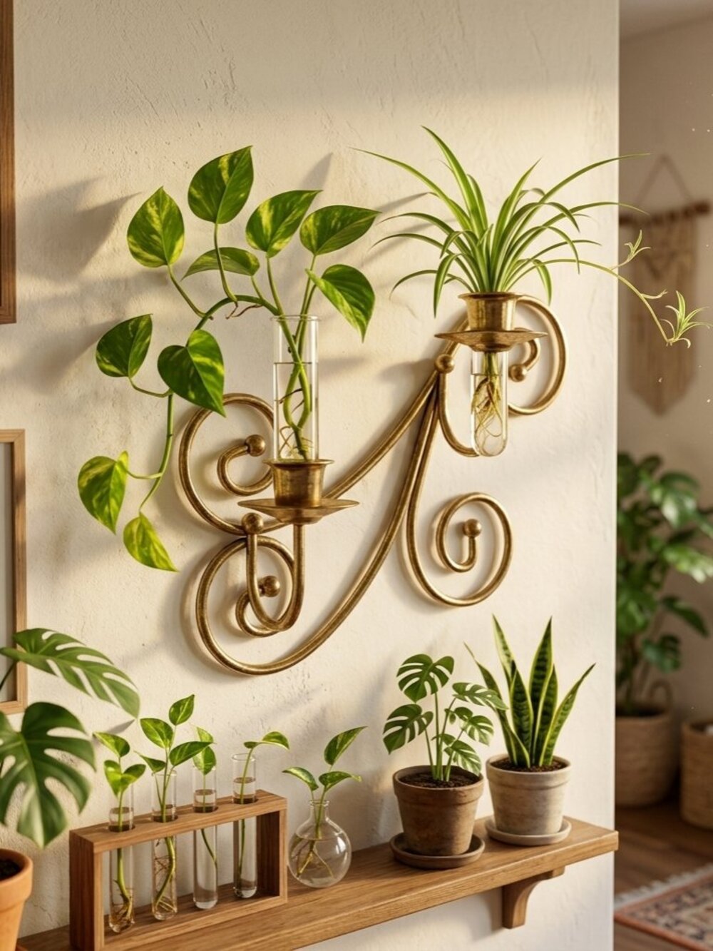 Vintage Brass Wall Sconce Candle Propagation Boho Cottagecore Witchy Whimsiygoth